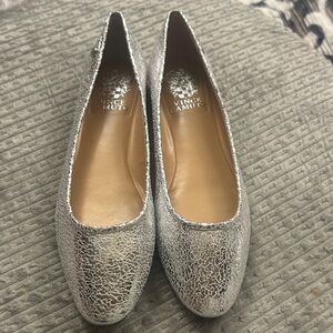 Vince Camuto Silver Crackle Ballet Flats